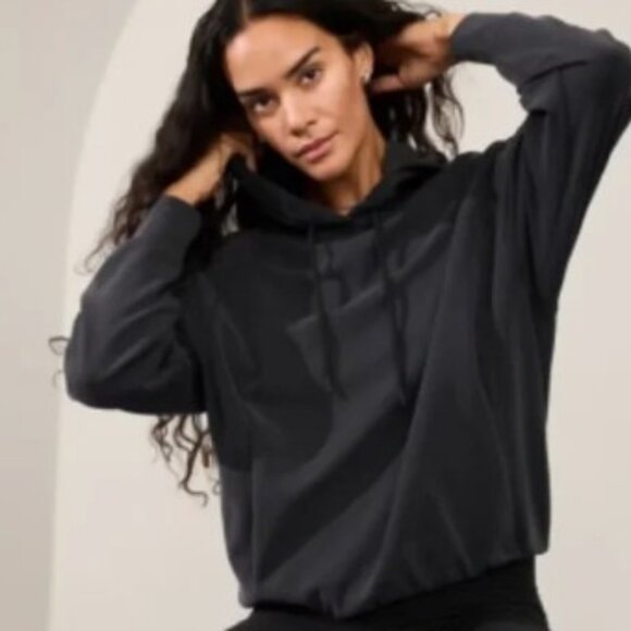 Athleta Seasoft Bubble Hem Hoodie Sweatshirt Sz XS Oversized EUC - Picture 1 of 6